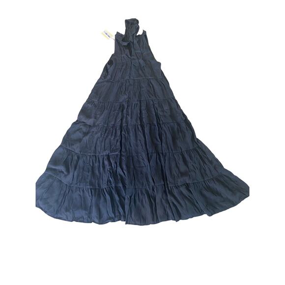 NWT Entro Black Mock Neck Sleeveless Tiered Maxi Dress Flowy Boho Small - Picture 1 of 11